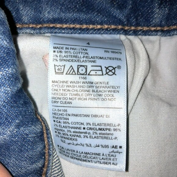 Old Navy Women Size 4 Blue Denim Jean Button Front Raw Hem Straight Casual Skirt - Picture 7 of 7